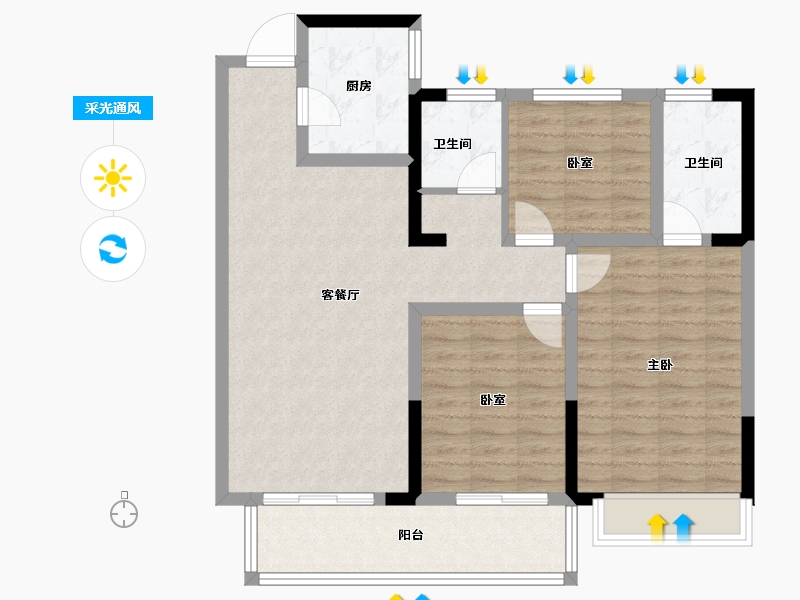 河南省-南阳市-建业龙悦城-93.06-户型库-采光通风