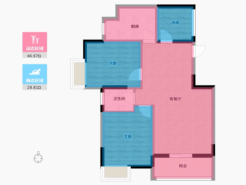 陕西省-宝鸡市-岐星花园新区-66.62-户型库-动静分区