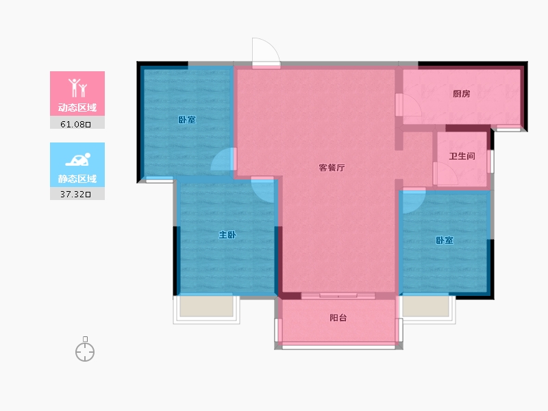 河南省-安阳市-中茂玖悦府-88.01-户型库-动静分区