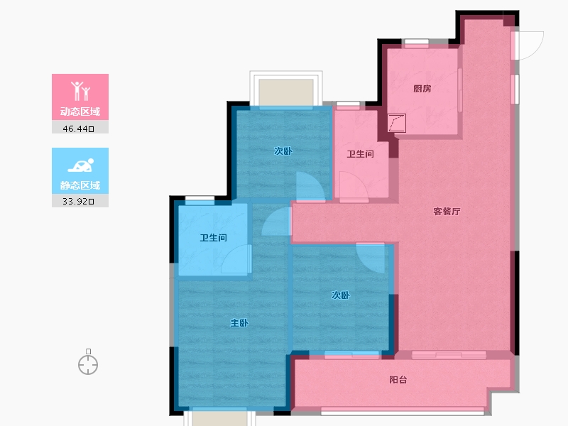 福建省-福州市-海玥公馆-71.33-户型库-动静分区