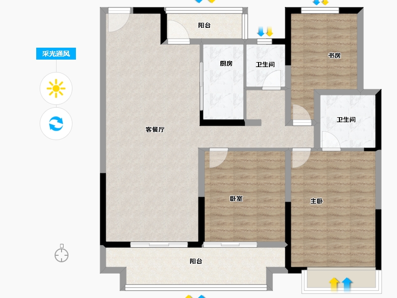 河南省-商丘市-虞城建业山水湖城·2期-108.00-户型库-采光通风