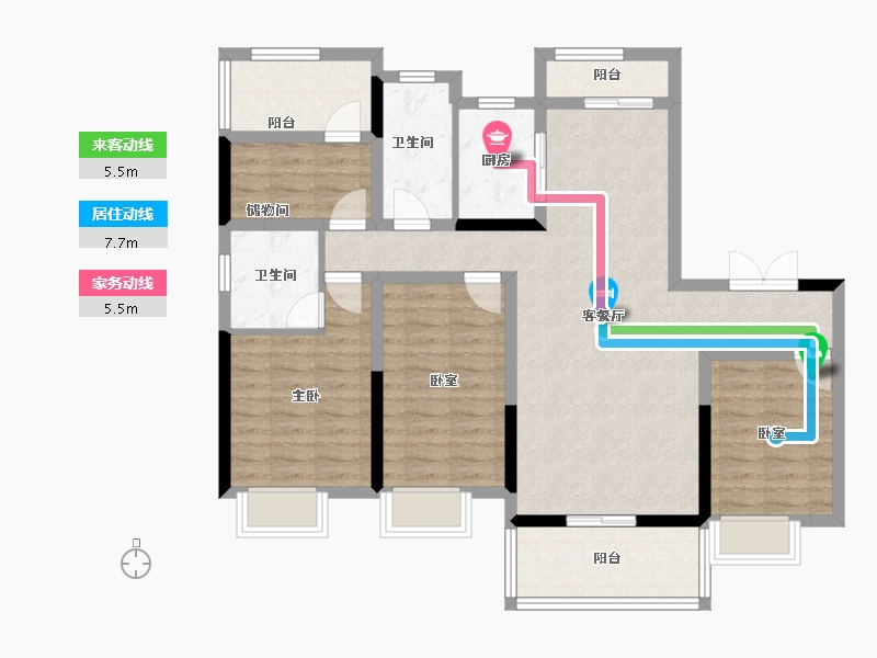 湖南省-衡阳市-恒生玫瑰庄园-103.43-户型库-动静线