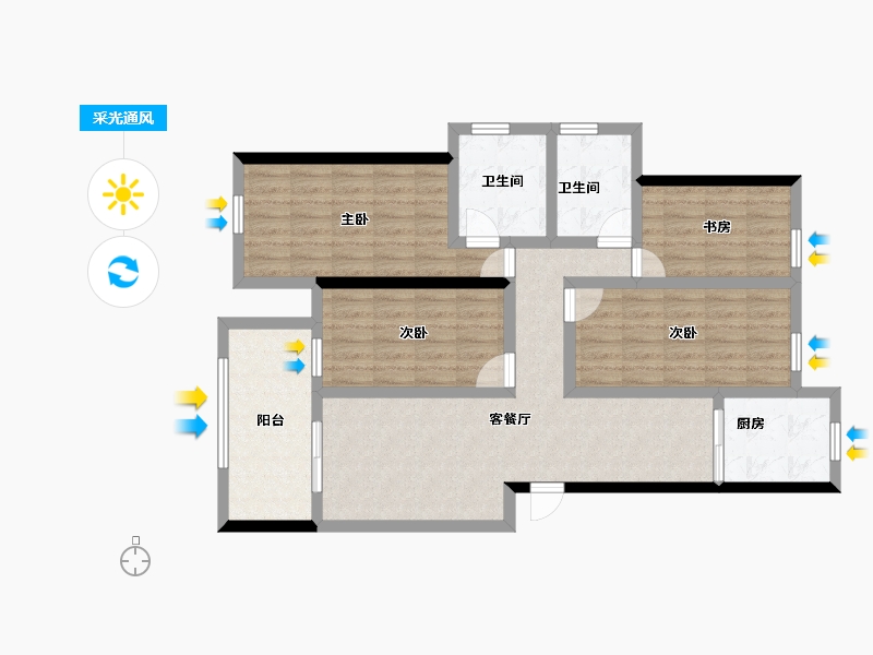 福建省-南平市-中桥名都-95.30-户型库-采光通风