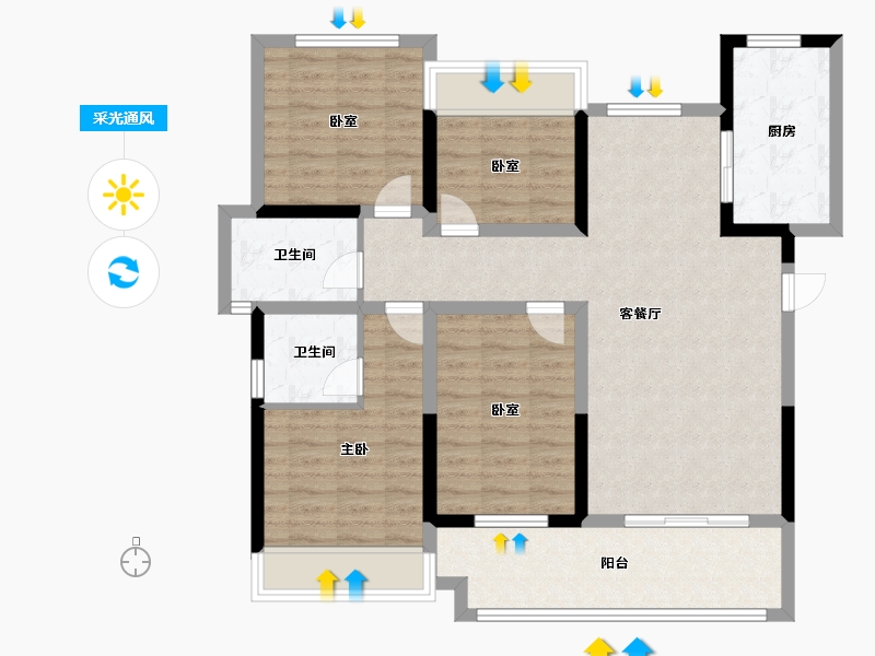 湖南省-衡阳市-恒生玫瑰庄园-99.20-户型库-采光通风