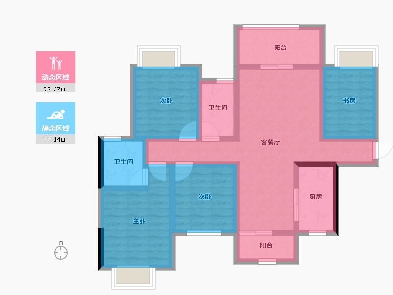 广西壮族自治区-南宁市-中国铁建凤岭国际城-84.55-户型库-动静分区