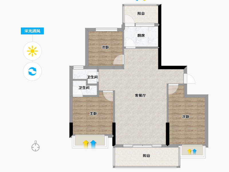 福建省-三明市-金古明珠三期-80.09-户型库-采光通风