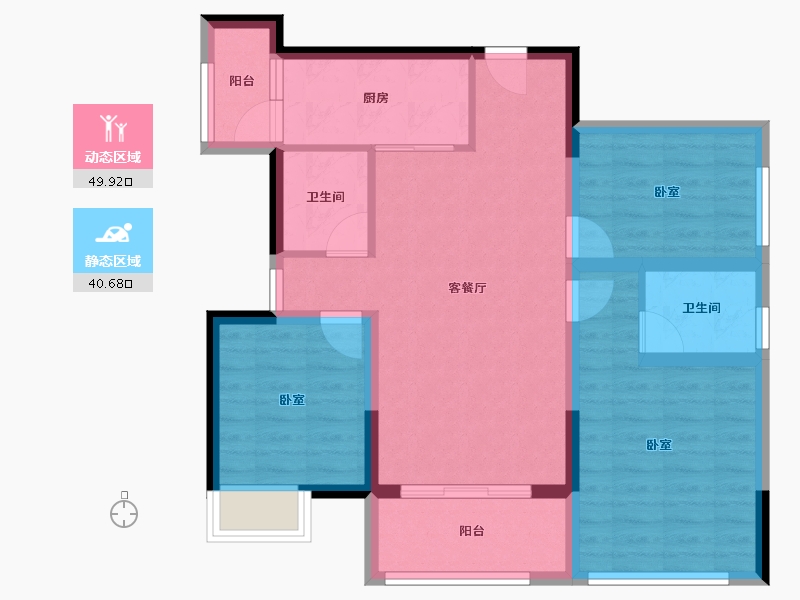 四川省-绵阳市-丽都花园城-80.27-户型库-动静分区