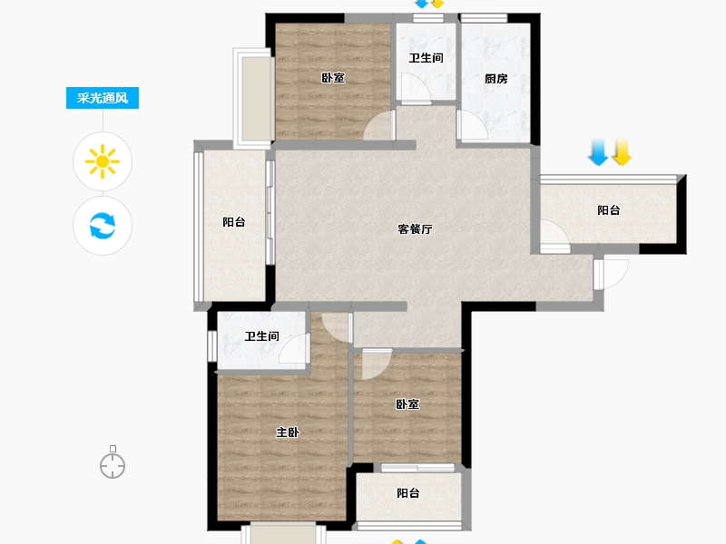 福建省-南平市-闽芝中睿城-95.15-户型库-采光通风