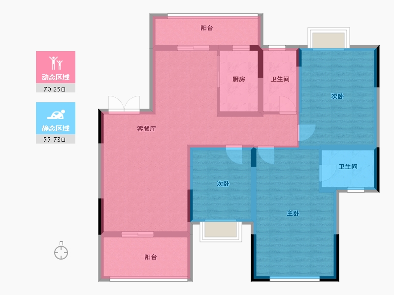 四川省-南充市-宏云·滨河湾-112.68-户型库-动静分区