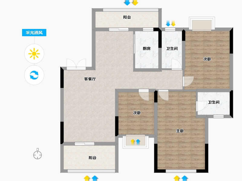 四川省-南充市-宏云·滨河湾-112.68-户型库-采光通风