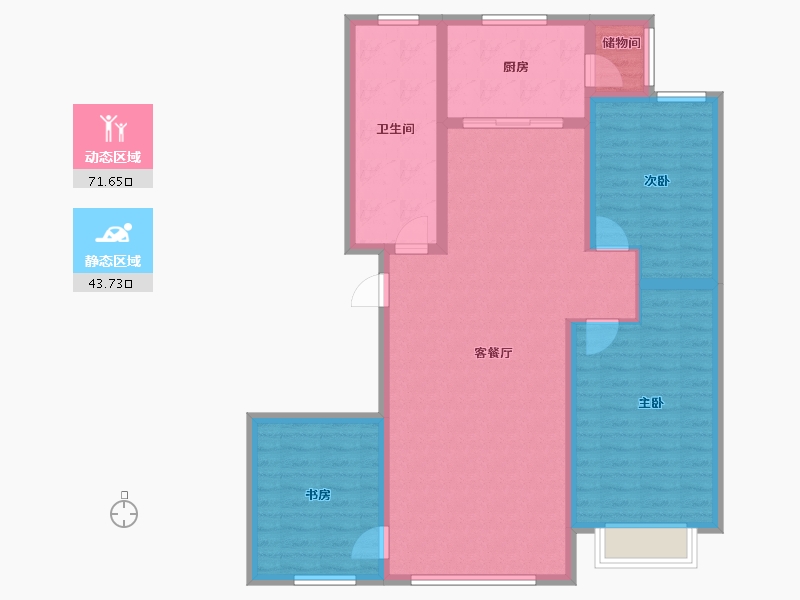 甘肃省-酒泉市-敦湖花园-A区-104.00-户型库-动静分区