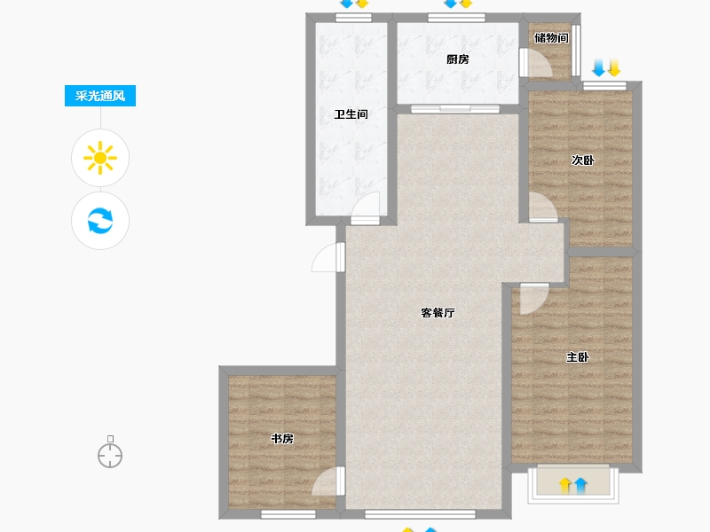 甘肃省-酒泉市-敦湖花园-A区-104.00-户型库-采光通风