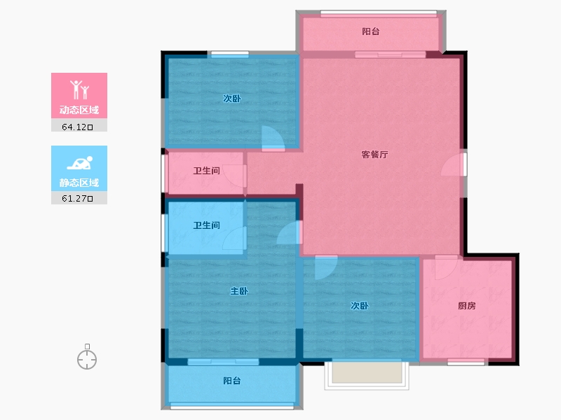 陕西省-宝鸡市-岐星花园新区-112.96-户型库-动静分区