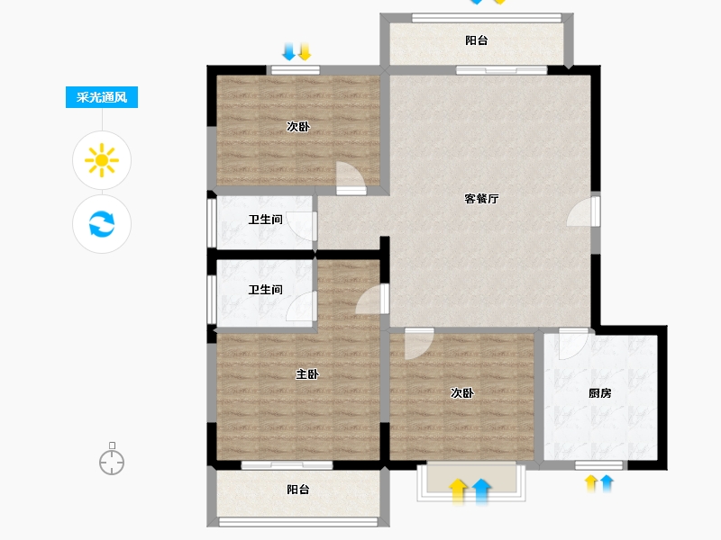 陕西省-宝鸡市-岐星花园新区-112.96-户型库-采光通风