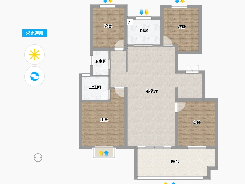 山东省-菏泽市-润通新时代-110.00-户型库-采光通风