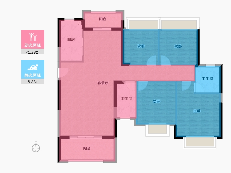 广西壮族自治区-钦州市-中地滨江壹號二区-108.61-户型库-动静分区