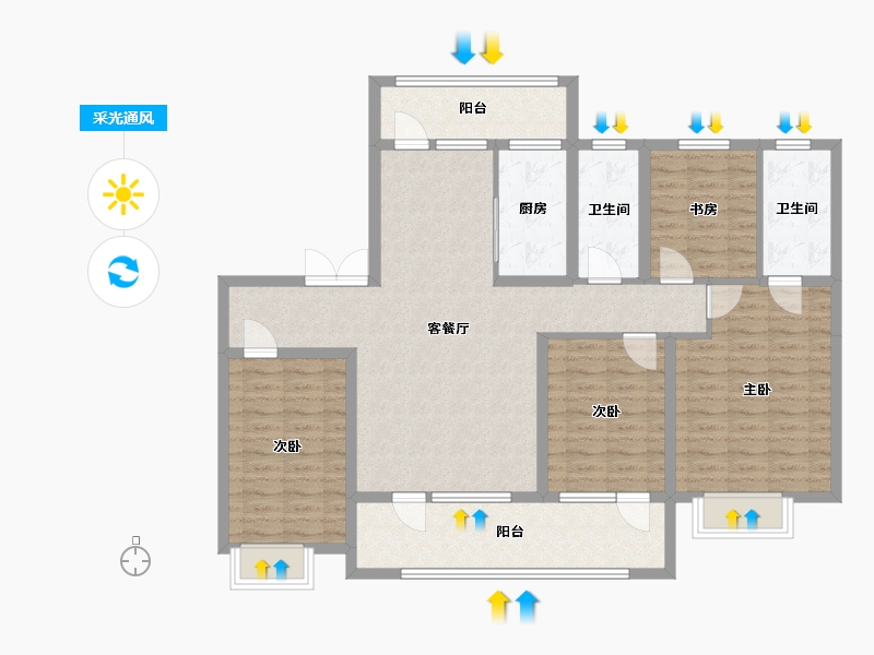 山东省-潍坊市-清河熙华园-126.00-户型库-采光通风