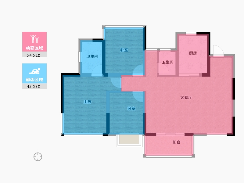 四川省-绵阳市-丽都花园城-86.40-户型库-动静分区