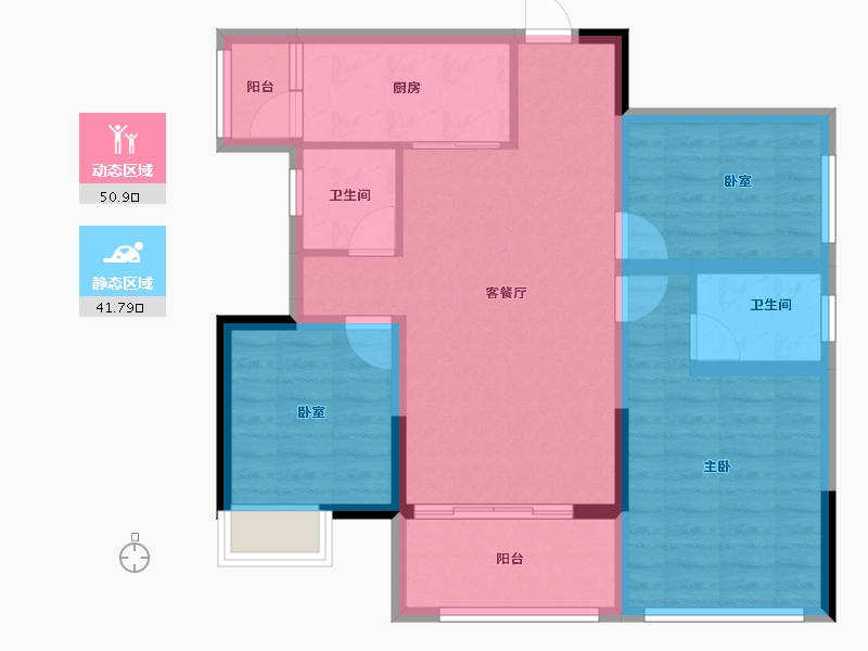 四川省-绵阳市-丽都花园城-82.40-户型库-动静分区