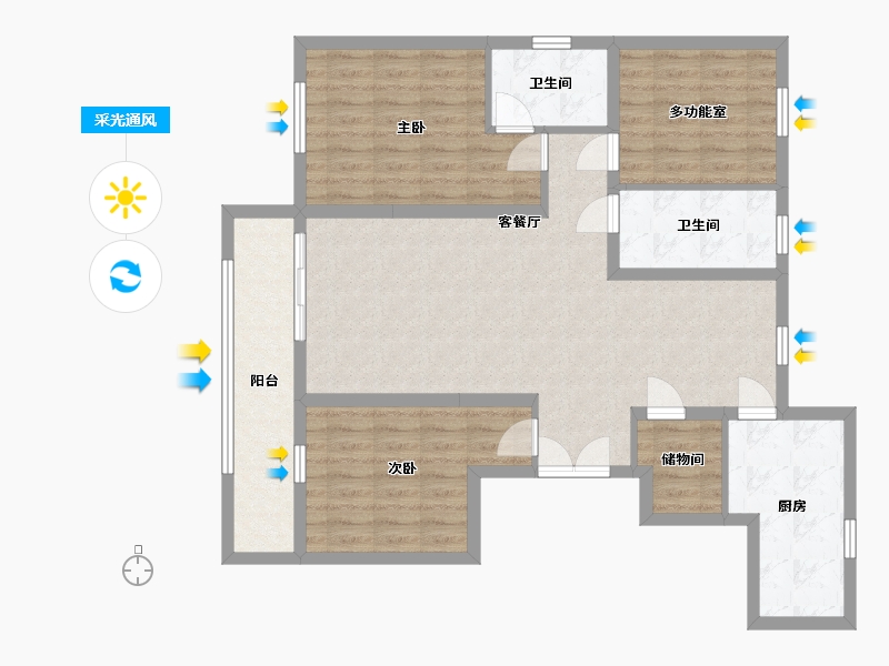 宁夏回族自治区-银川市-中梁御府-110.00-户型库-采光通风