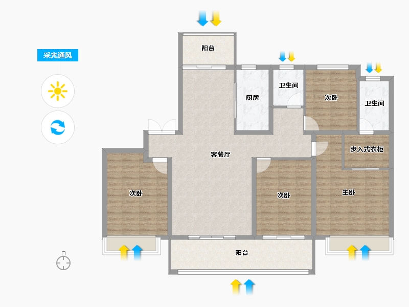 河南省-信阳市-东方今典印象湖山-134.81-户型库-采光通风