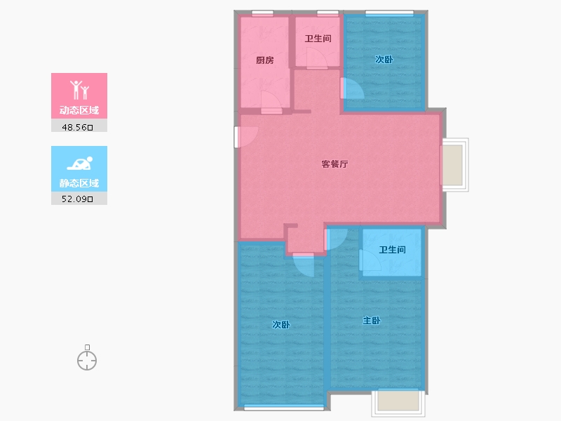 山西省-吕梁市-泰化凤凰山庄-90.01-户型库-动静分区