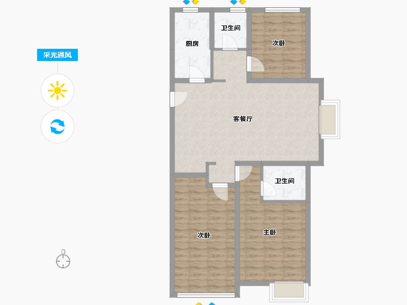 山西省-吕梁市-泰化凤凰山庄-90.01-户型库-采光通风