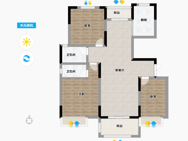 河南省-南阳市-邓州建业城-108.96-户型库-采光通风