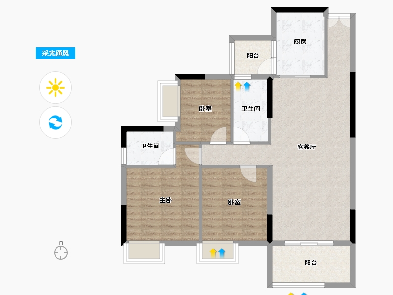 湖南省-衡阳市-珠江愉景雅苑-94.73-户型库-采光通风