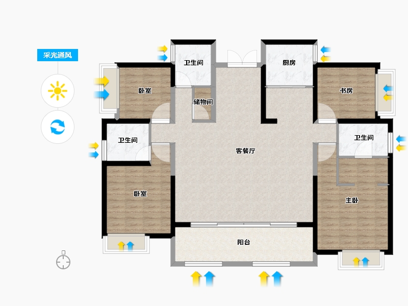 四川省-绵阳市-联想樾城-147.00-户型库-采光通风