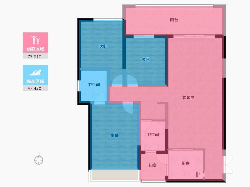 云南省-红河哈尼族彝族自治州-缙颐·听蓝半山-111.48-户型库-动静分区