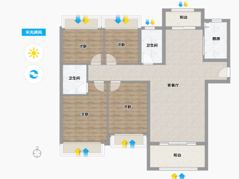 广西壮族自治区-钦州市-中地滨江壹號二区-107.80-户型库-采光通风