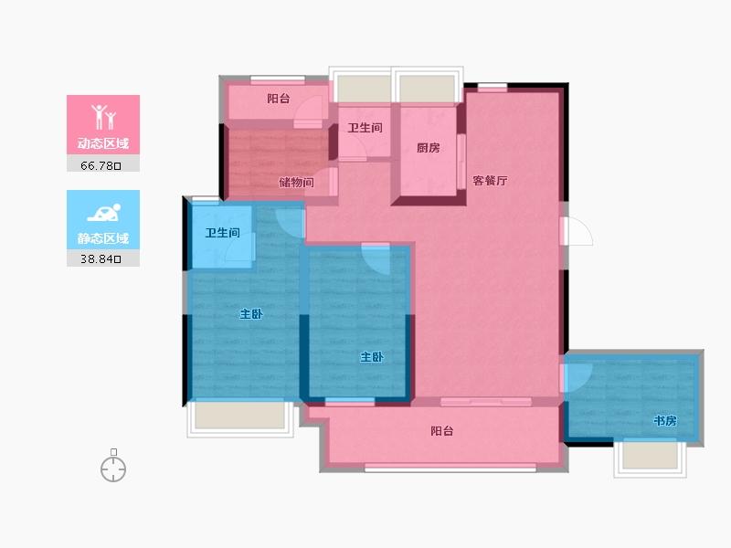 湖南省-衡阳市-恒生玫瑰庄园-92.69-户型库-动静分区