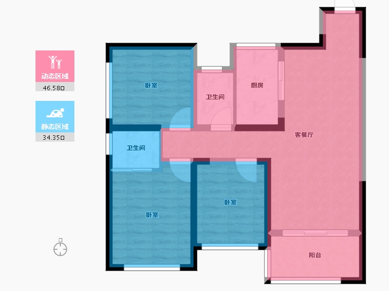 四川省-绵阳市-品润枫景壶-71.34-户型库-动静分区