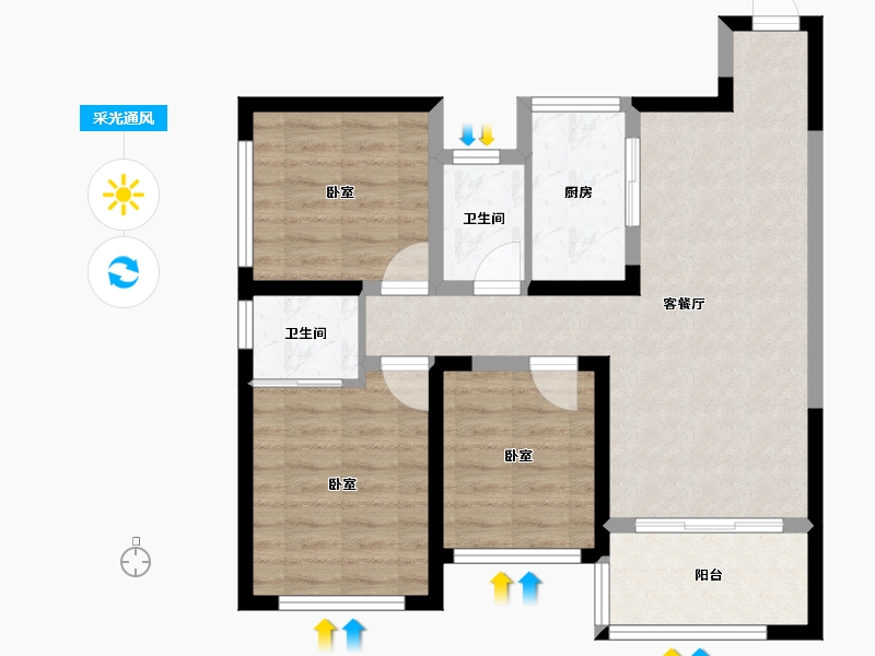 四川省-绵阳市-品润枫景壶-71.34-户型库-采光通风