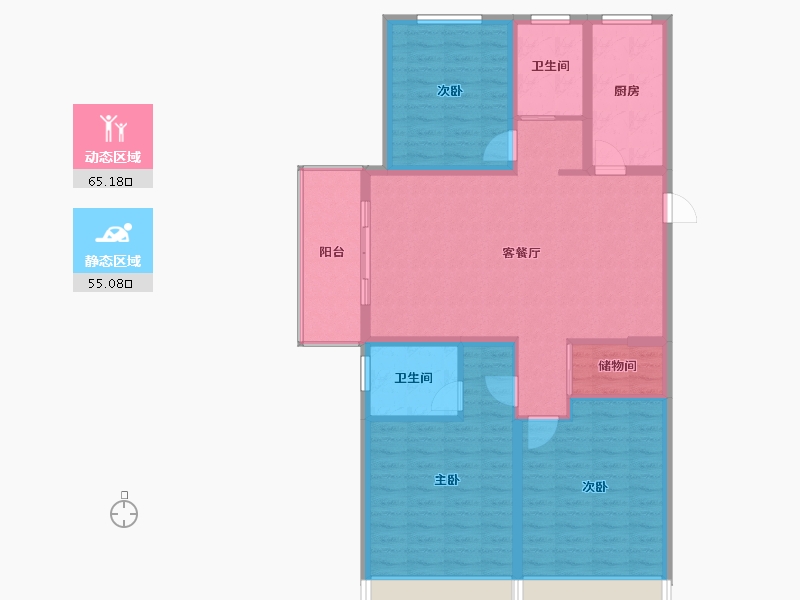 河南省-安阳市-内黄水木名门-108.67-户型库-动静分区