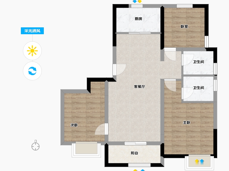 山东省-青岛市-金茂悦三期-87.00-户型库-采光通风