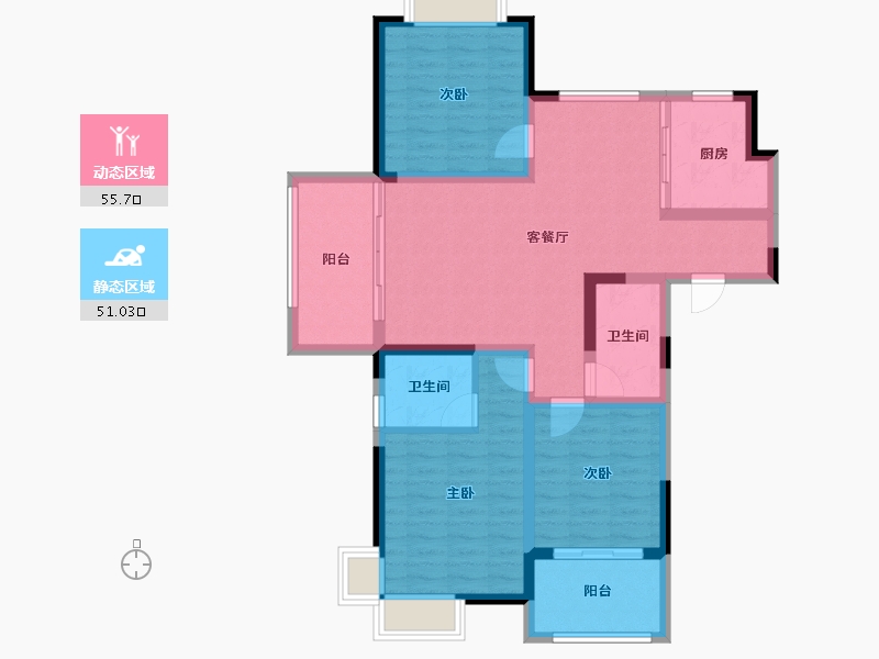 江苏省-南京市-荣盛鹭岛荣府-95.05-户型库-动静分区