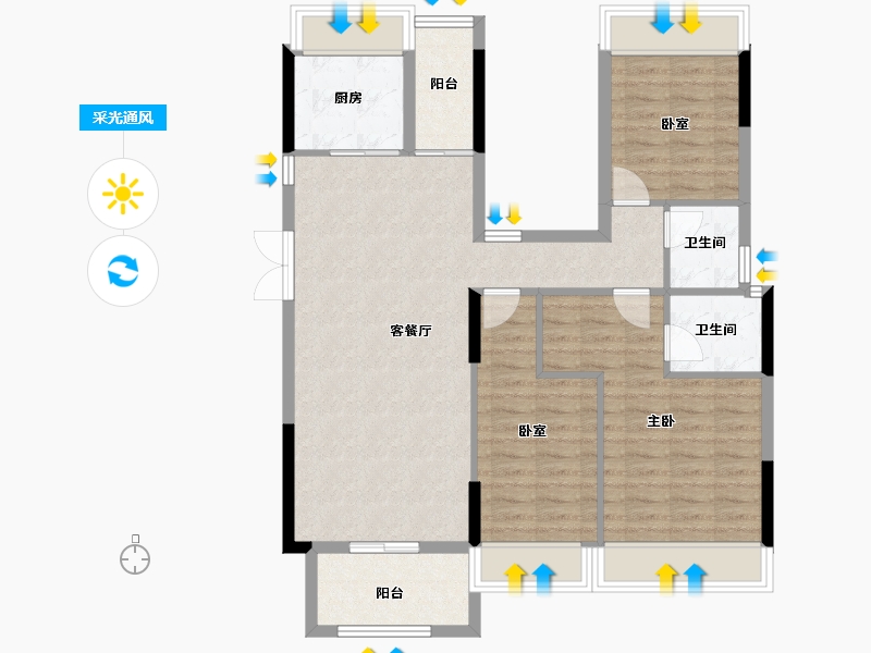 湖南省-衡阳市-俊景万和城-93.84-户型库-采光通风