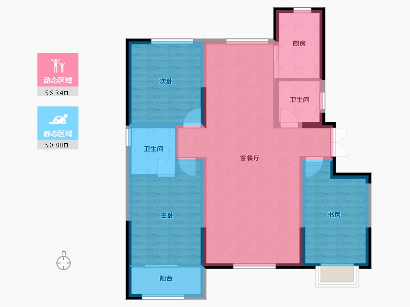 宁夏回族自治区-吴忠市-中达秦韵花园-96.31-户型库-动静分区