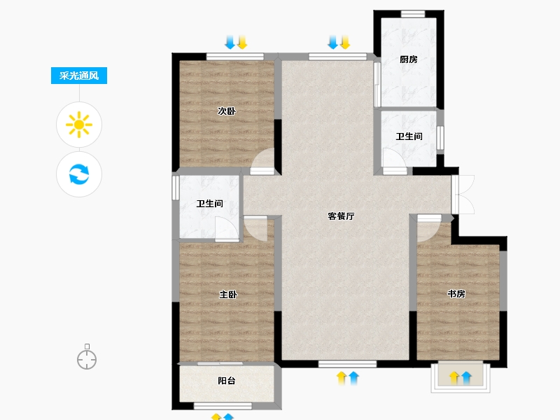 宁夏回族自治区-吴忠市-中达秦韵花园-96.31-户型库-采光通风