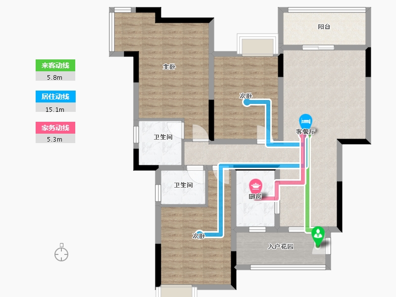 四川省-南充市-宏云·滨河湾-106.44-户型库-动静线