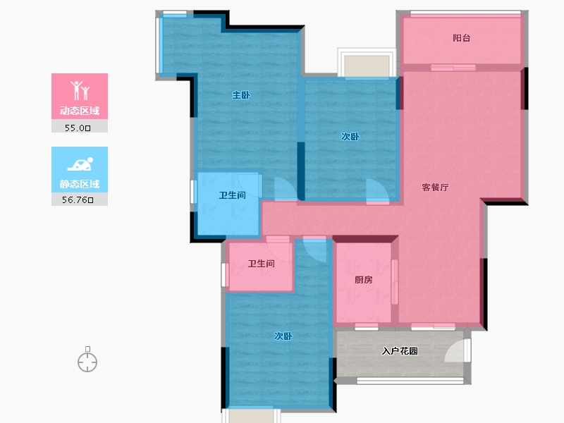 四川省-南充市-宏云·滨河湾-106.44-户型库-动静分区