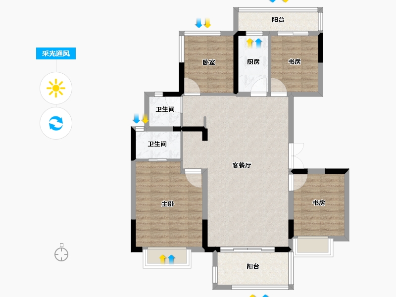 山东省-济南市-昌建·君悦府-98.86-户型库-采光通风