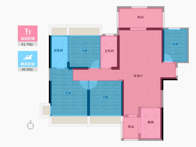 湖南省-衡阳市-利安雅颂居-96.30-户型库-动静分区