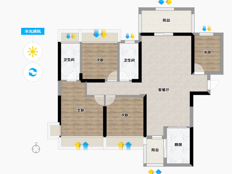 湖南省-衡阳市-利安雅颂居-96.30-户型库-采光通风