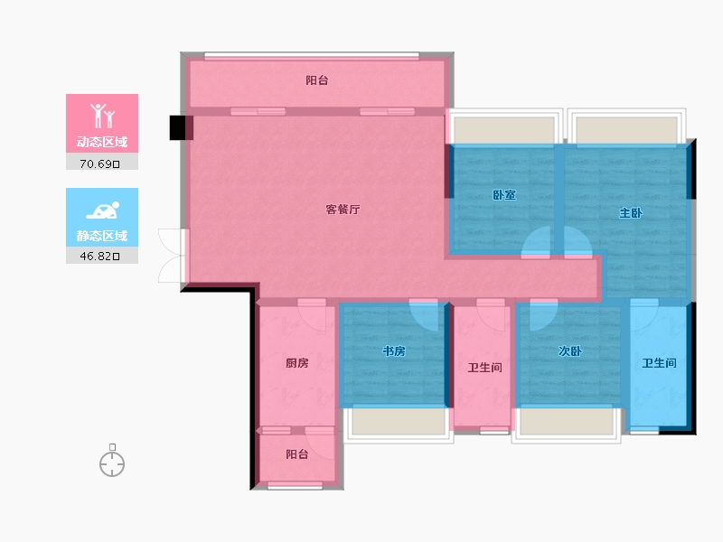 贵州省-黔西南布依族苗族自治州-富康·樾山府-103.55-户型库-动静分区