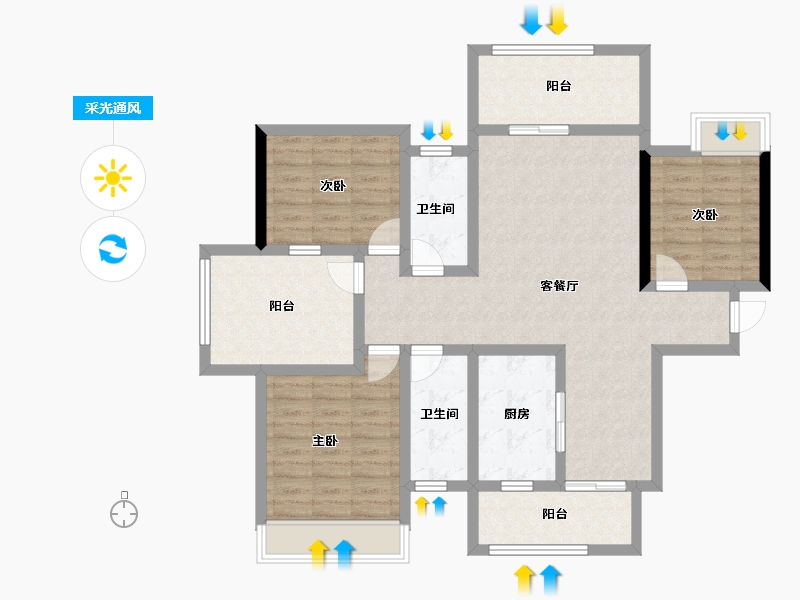 湖南省-娄底市-和顺嘉苑-107.30-户型库-采光通风