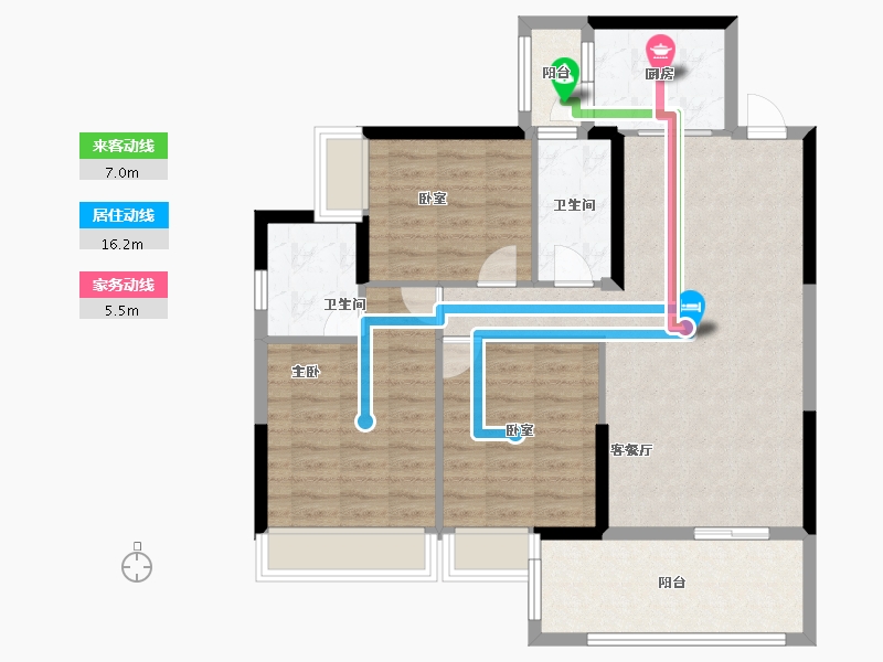 湖南省-衡阳市-利安雅颂居-95.40-户型库-动静线