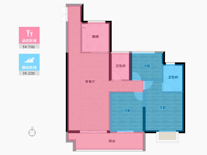 云南省-昭通市-金科中梁集美星海-82.71-户型库-动静分区